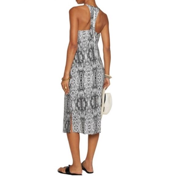 Rebecca Minkoff Black and White Erika Snakeskin Midi Dress 2 - Picture 2 of 15